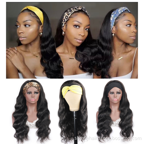 Mink Raw Brazilian Cuticle Aligned Virgin 100% Water Wave Human Hair Non Lace Wigs For Black Women Natural Hair Headband Wig